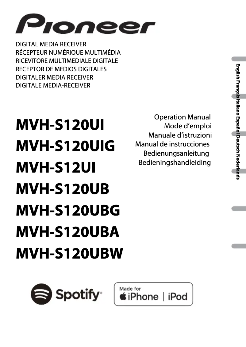 Page 1 of the manual User Manual Pioneer MVH-S120UBG