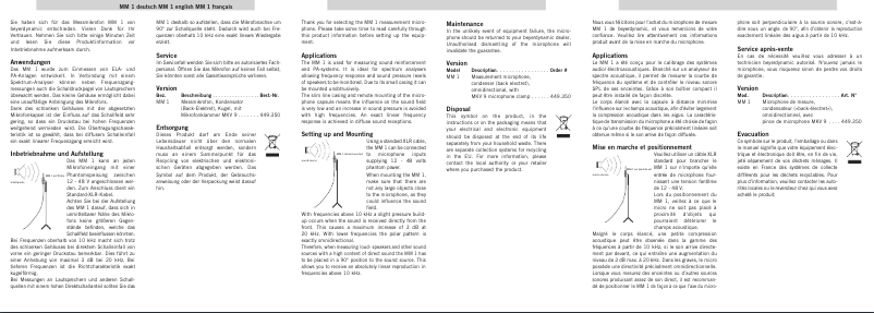 First page image of the manual for MM1
