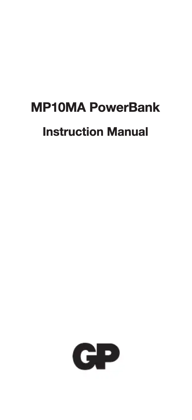 Page 1 of the manual User Manual GP Batteries MP10MA