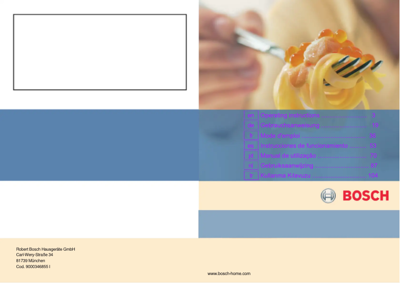 Page 1 of the manual User Manual Bosch PRY626B90E