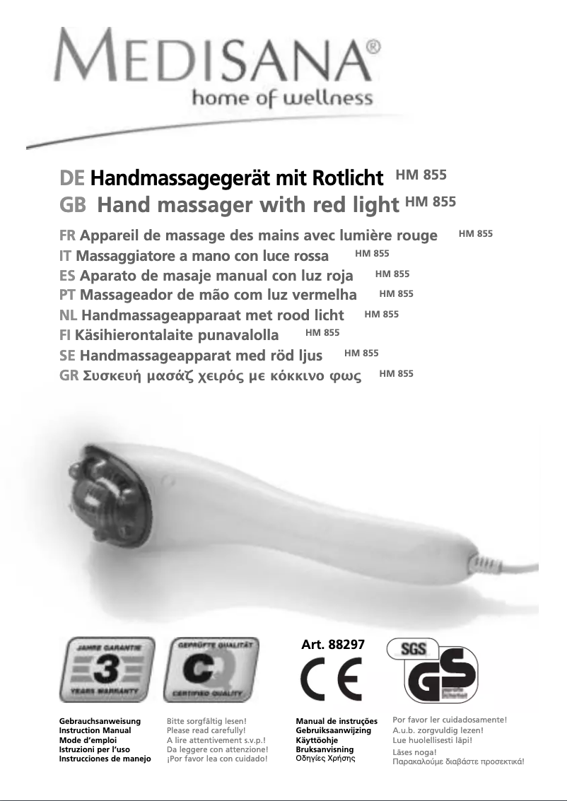 First page image of the manual for HM 855