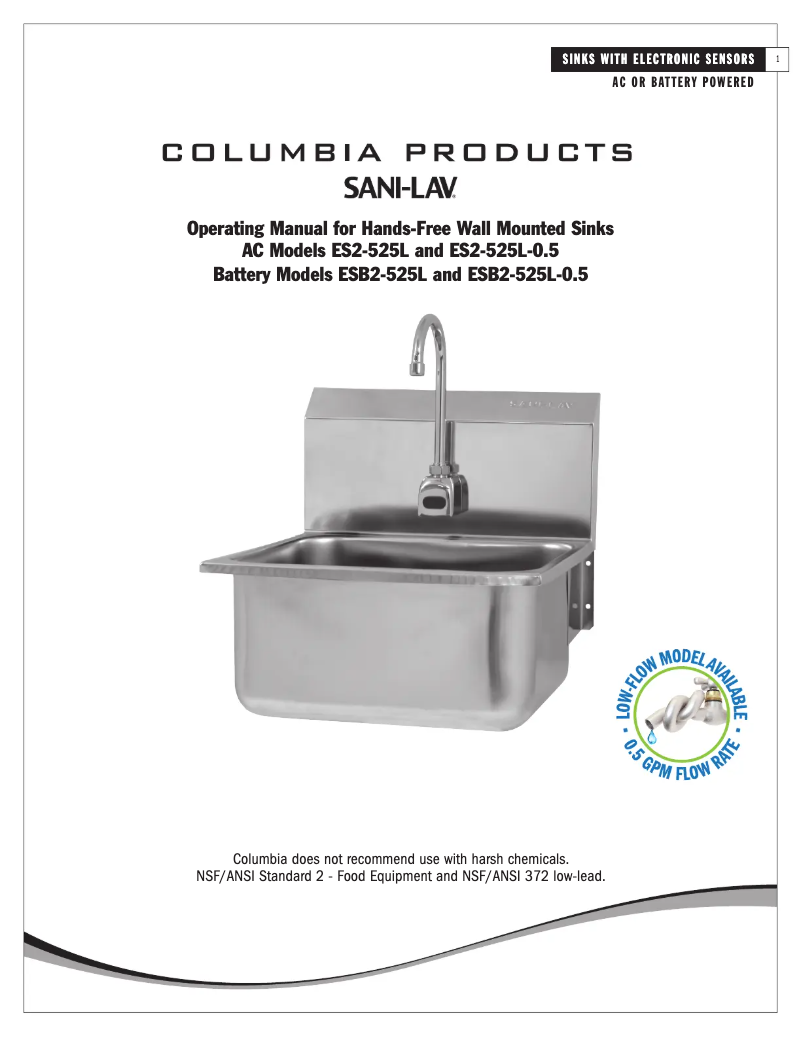 First page image of the manual for ES2-525L