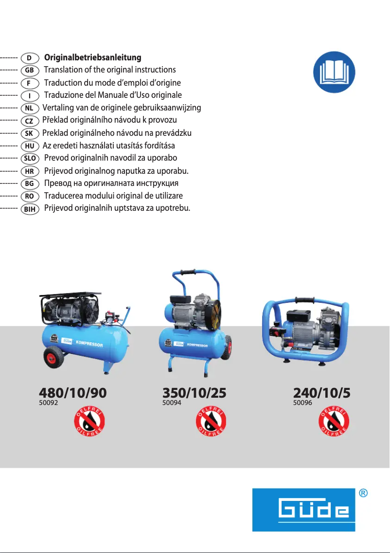 Page 1 of the manual User Manual Güde Kompressor Airpower 480/10/90