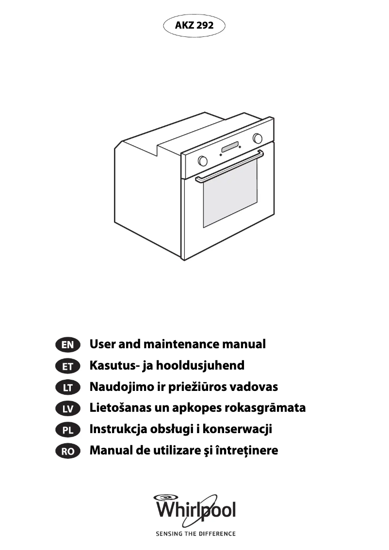 Page 1 of the manual User Manual Whirlpool AKZ 292/IX