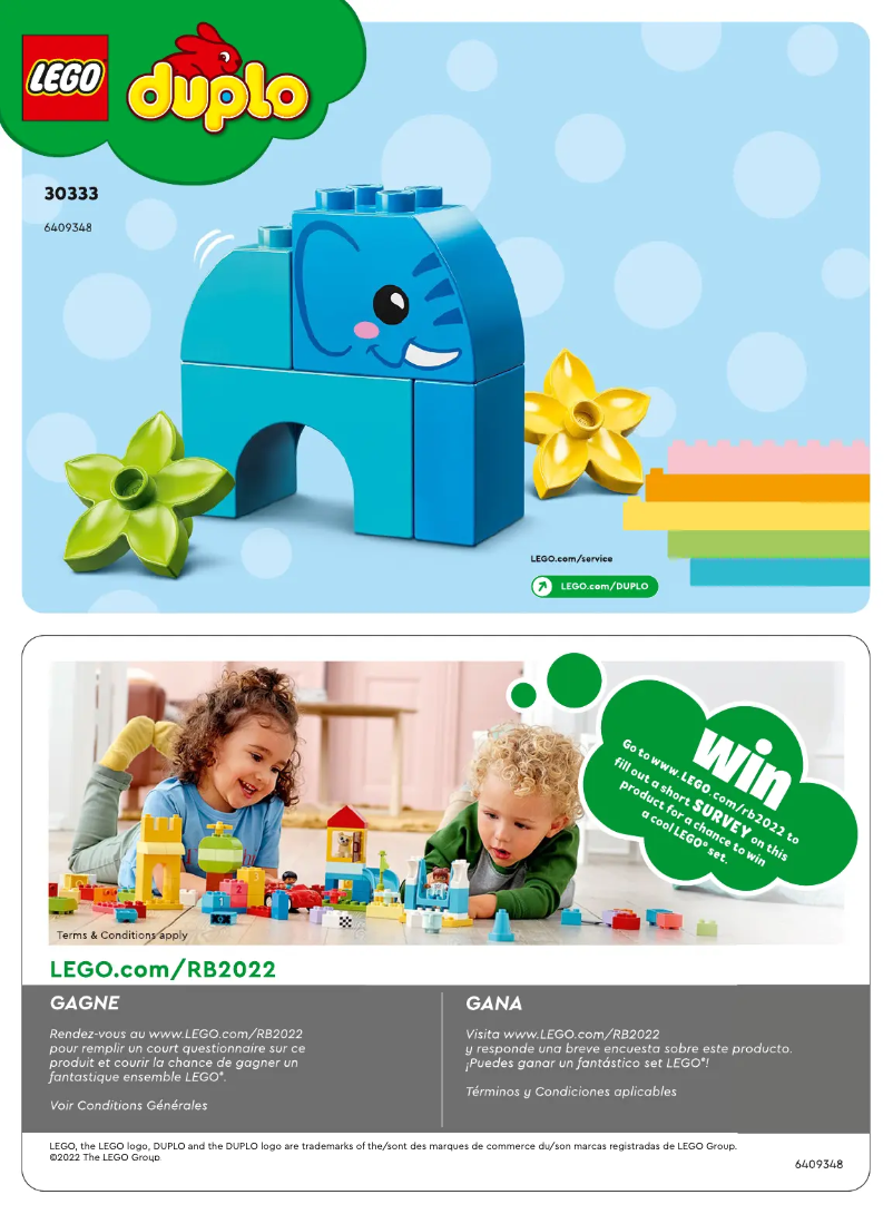 First page image of the manual for Duplo 30333