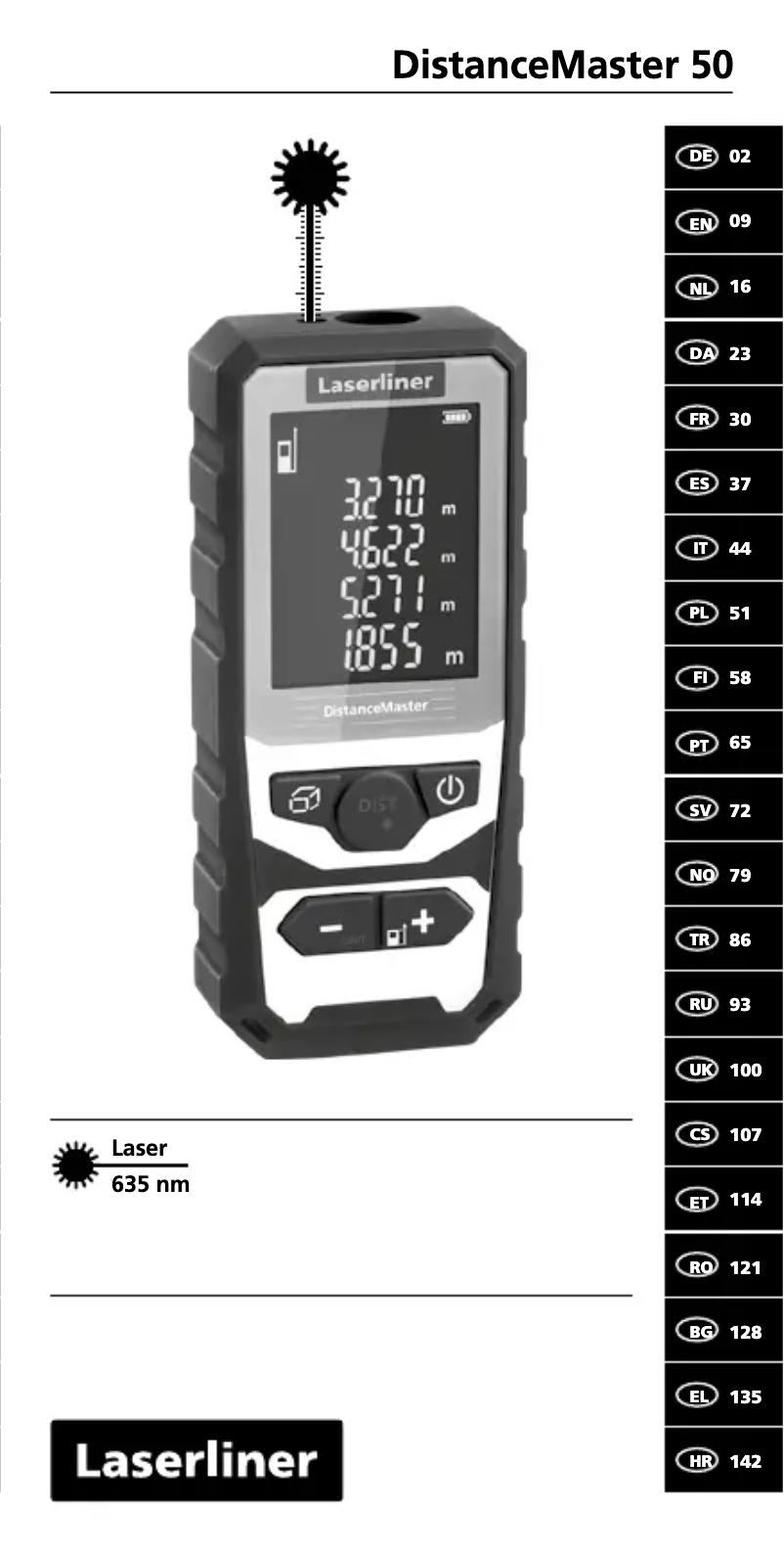 Page 1 of the manual User Manual Laserliner DistanceMaster 50