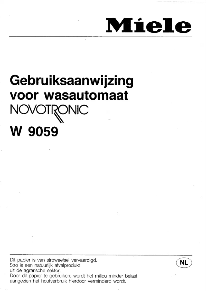 Page 1 of the manual User Manual Miele Novotronic W9059
