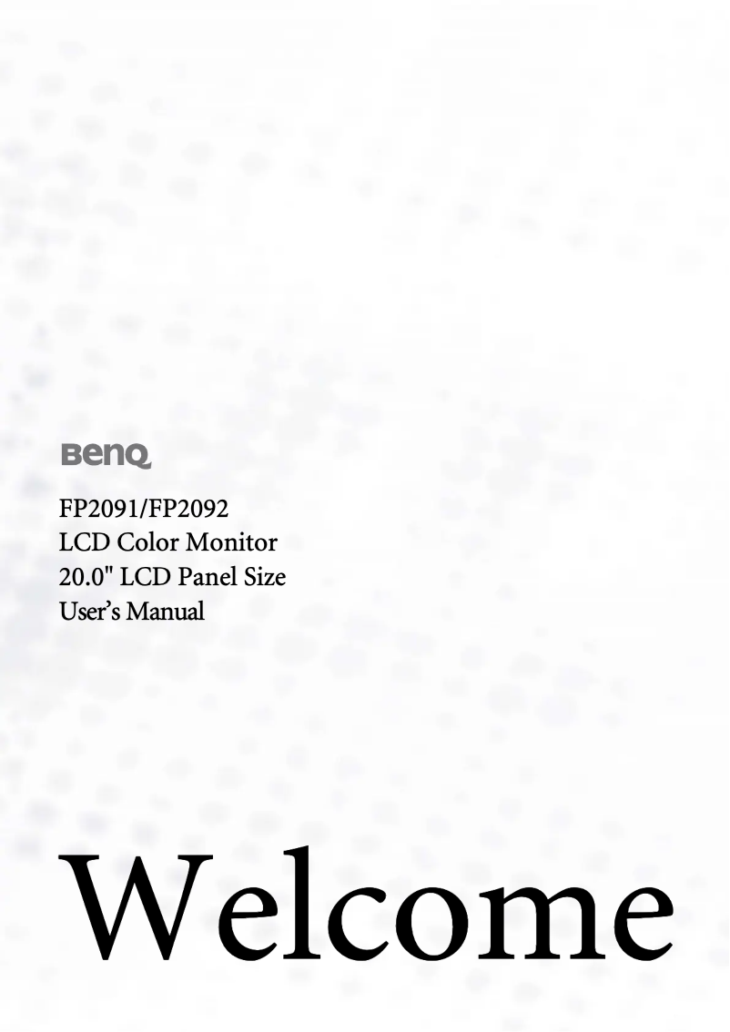 Page 1 of the manual User Manual BenQ FP2091