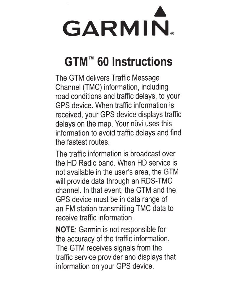 Page 1 of the manual User Manual Garmin GTM 60