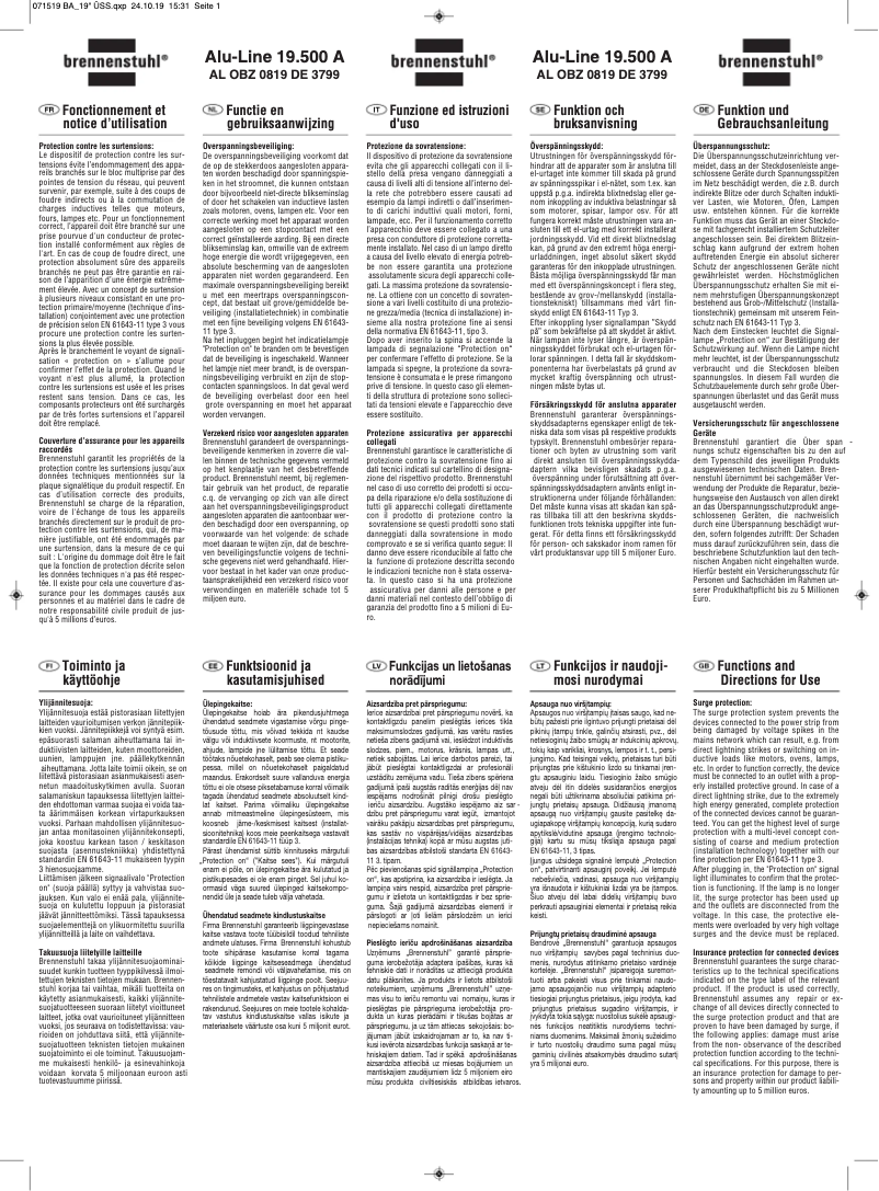 Page 1 of the manual User Manual Brennenstuhl Alu-Line 19.500 A