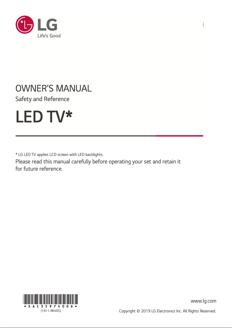 First page image of the manual for 60UT640S