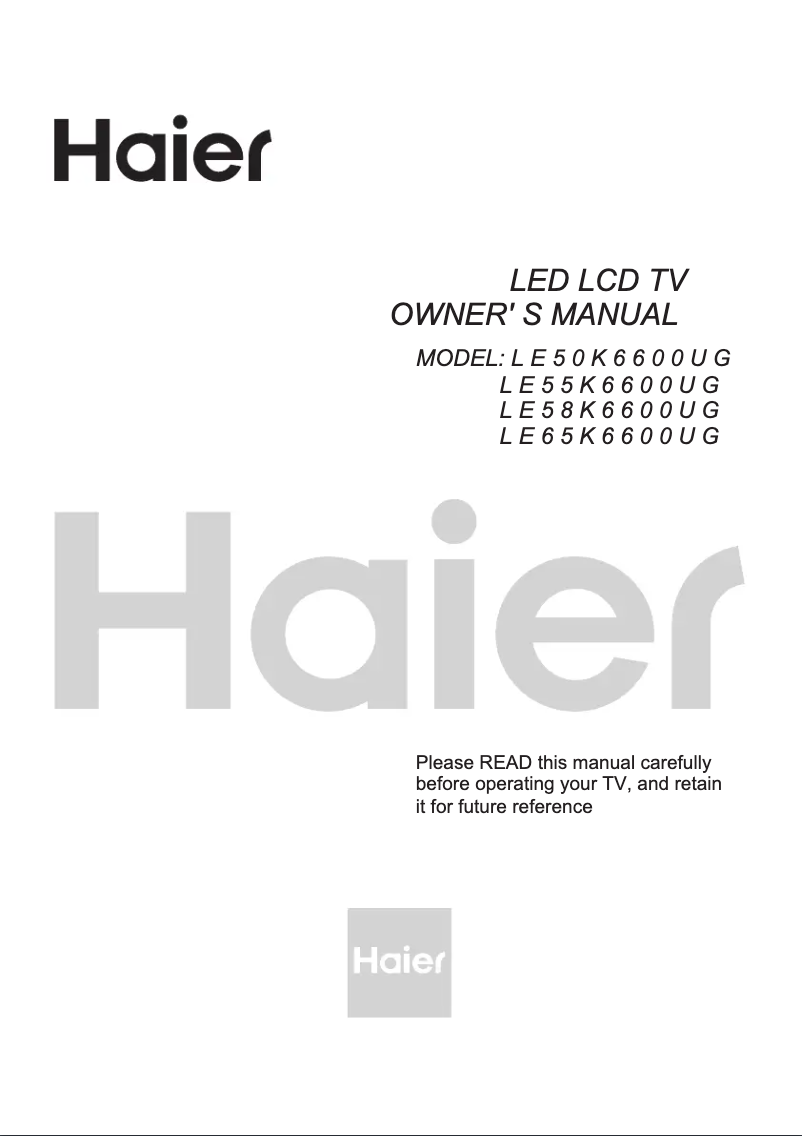 Page 1 of the manual User Manual Haier H55S6UG