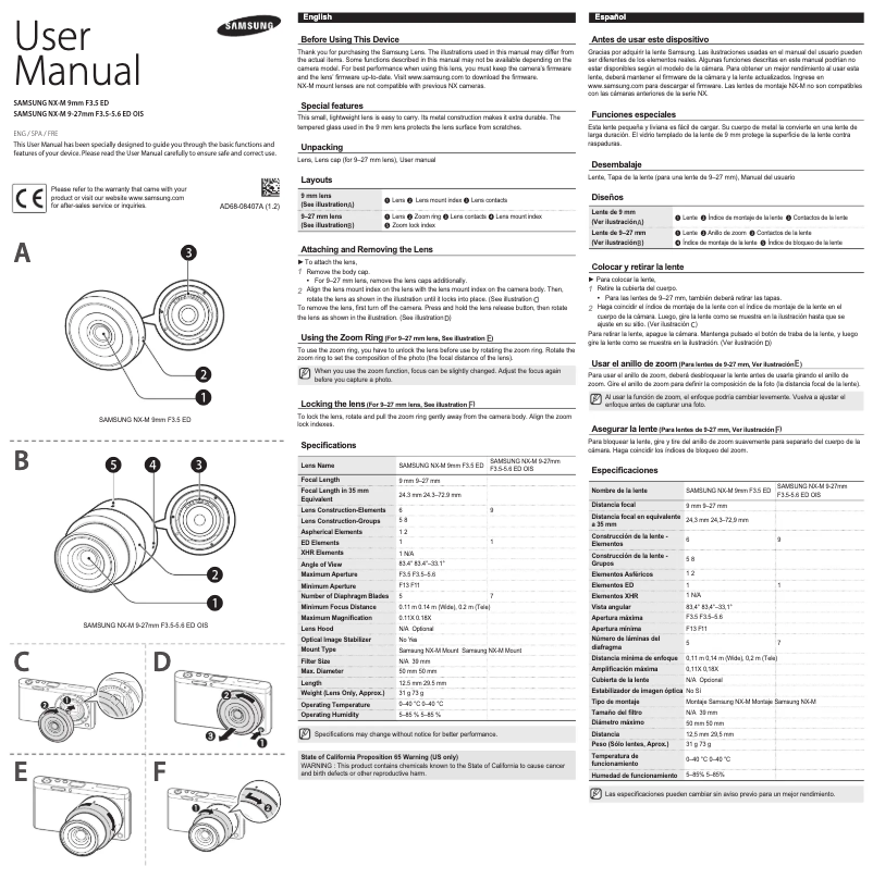 First page image of the manual for YZ927ZZA