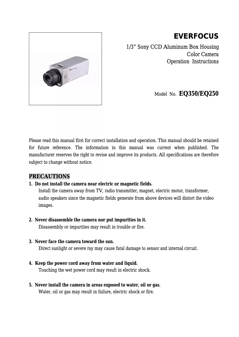 First page image of the manual for EQ350A/N