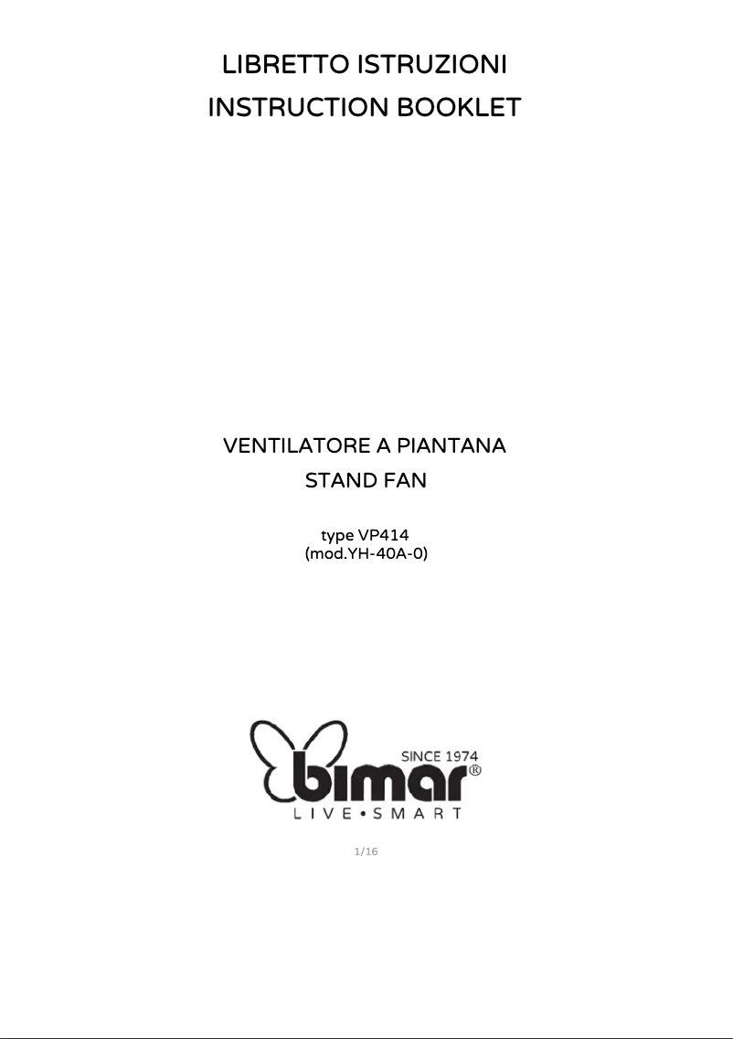 First page image of the manual for VP414