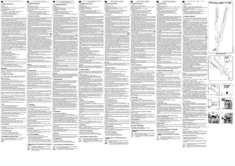 Image de la première page du manuel de l'appareil Liss & Curl Pro SF6150