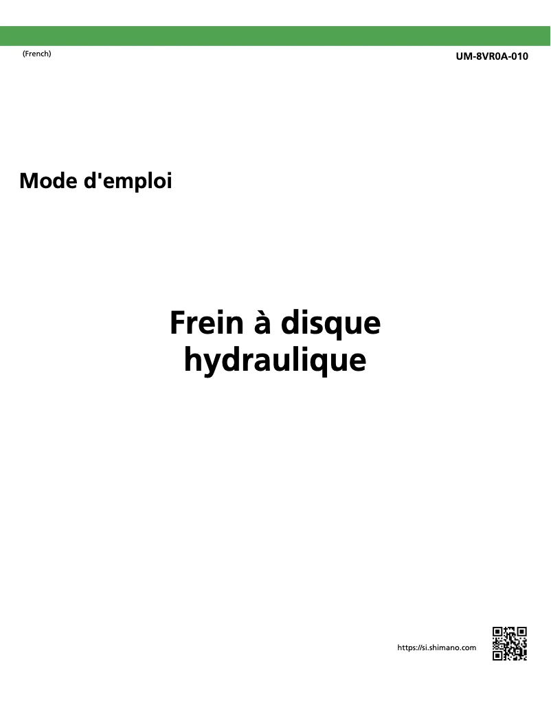 Page 1 of the manual User Manual Shimano BR-RX400-F