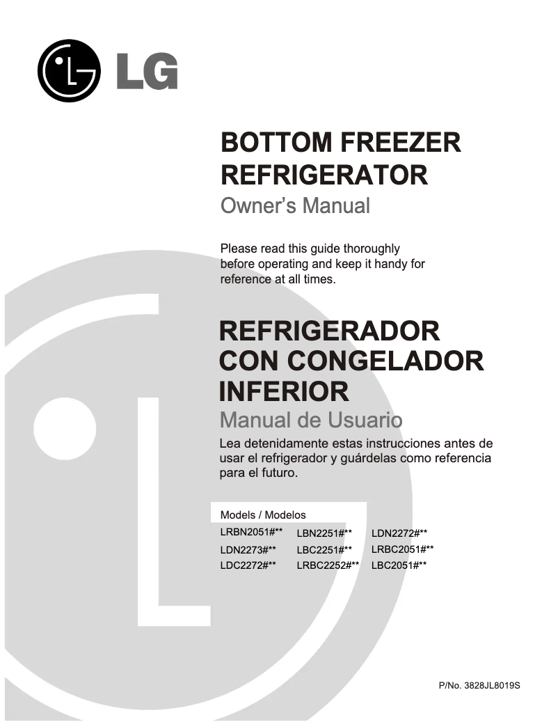 First page image of the manual for LBN22515SB