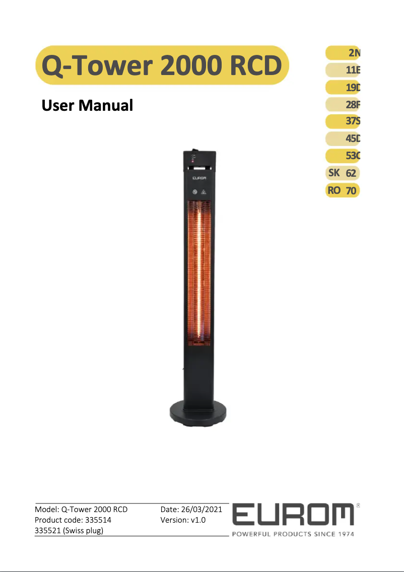 First page image of the manual for Q-Tower 2000 RCD