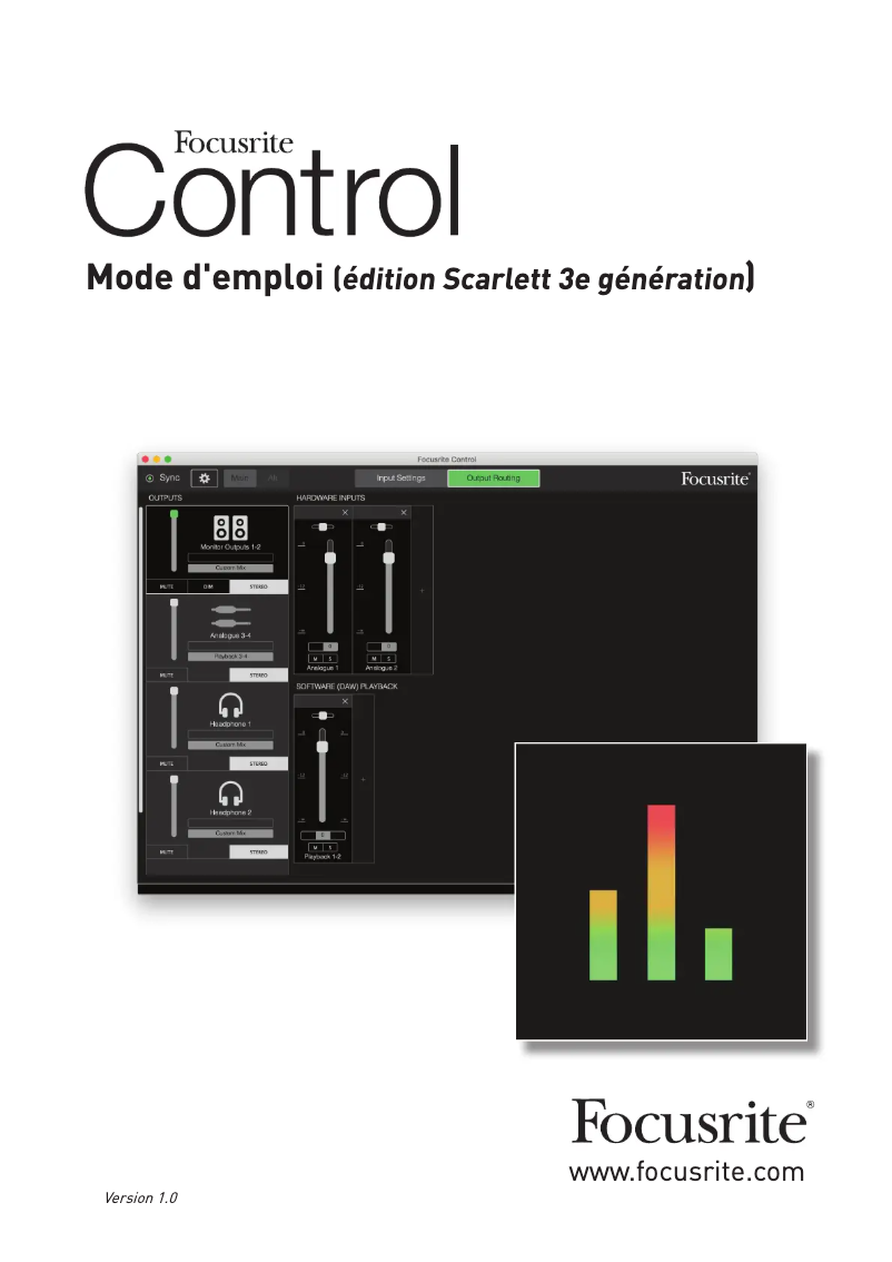 Page 1 de la notice Manuel utilisateur Focusrite Scarlett 2i2 Studio