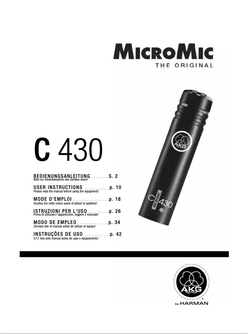 Page 1 of the manual User Manual AKG C 430