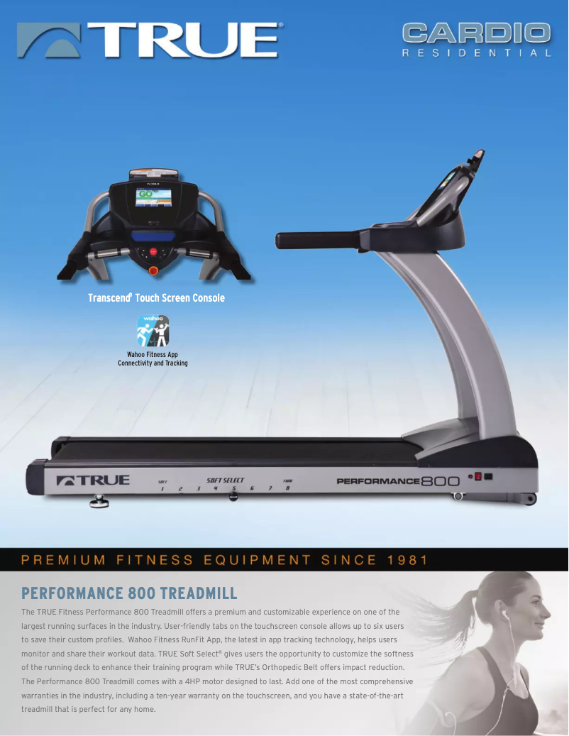Page 1 of the manual Technical Sheet True Performance 800