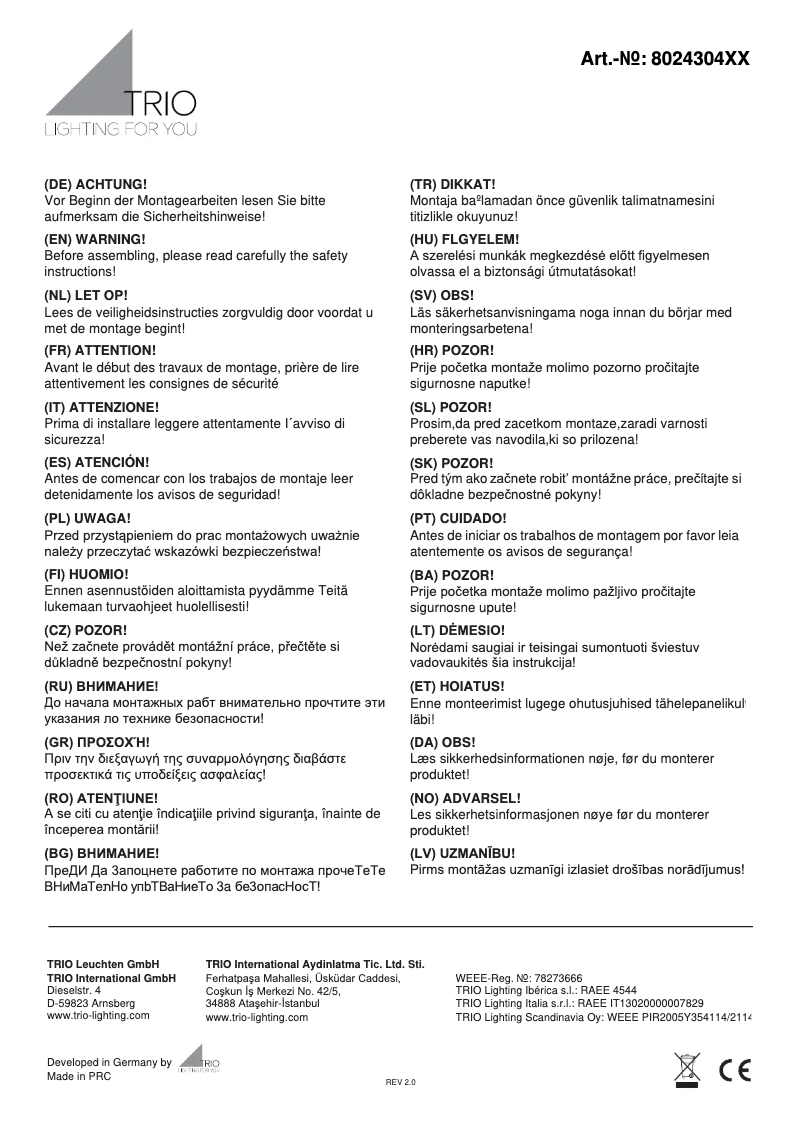 First page image of the manual for Marley 802430407