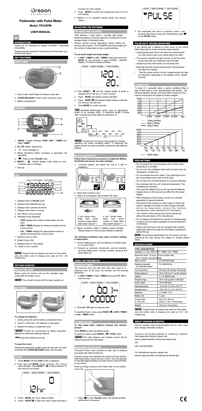 Page 1 of the manual User Manual Oregon Scientific PE 326PM