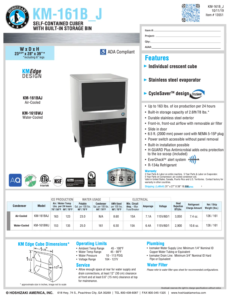 First page image of the manual for KM-151BAH