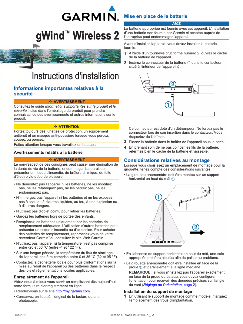 First page image of the manual for gWind Wireless 2