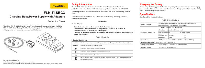 Page 1 of the manual Instructions / Assembly Fluke TiR32