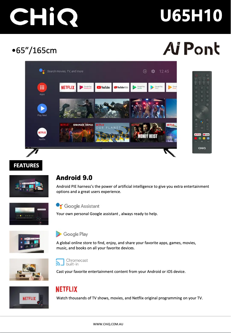 Page 1 de la notice Manuel utilisateur CHiQ U65H10