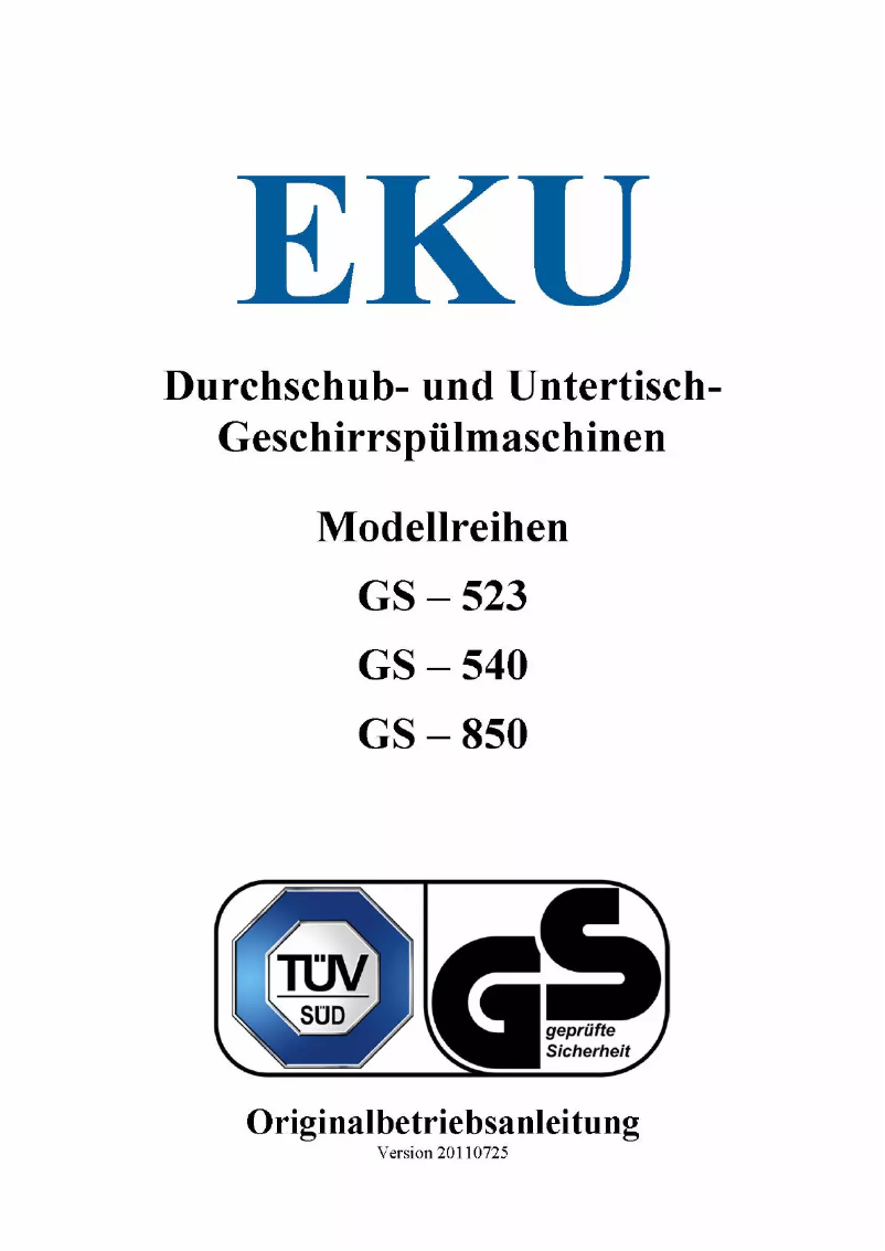 First page image of the manual for GS-540