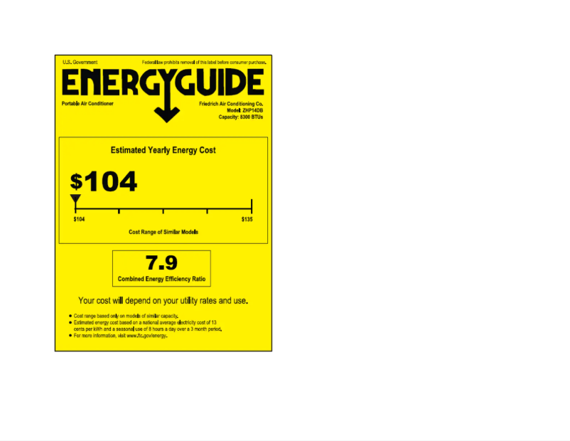 Page 1 of the manual Energy Label Friedrich ZHP14DB