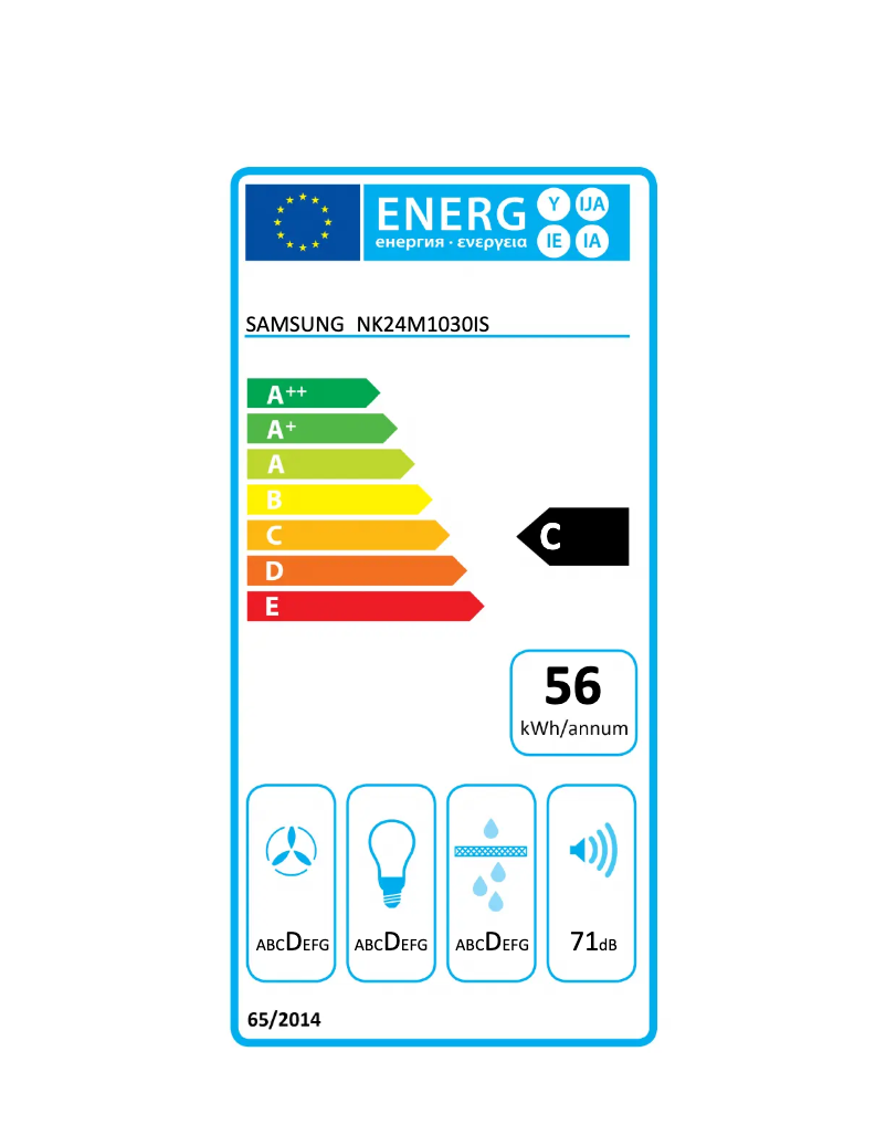 Page 1 of the manual Energy Label Samsung NK24M1030IS