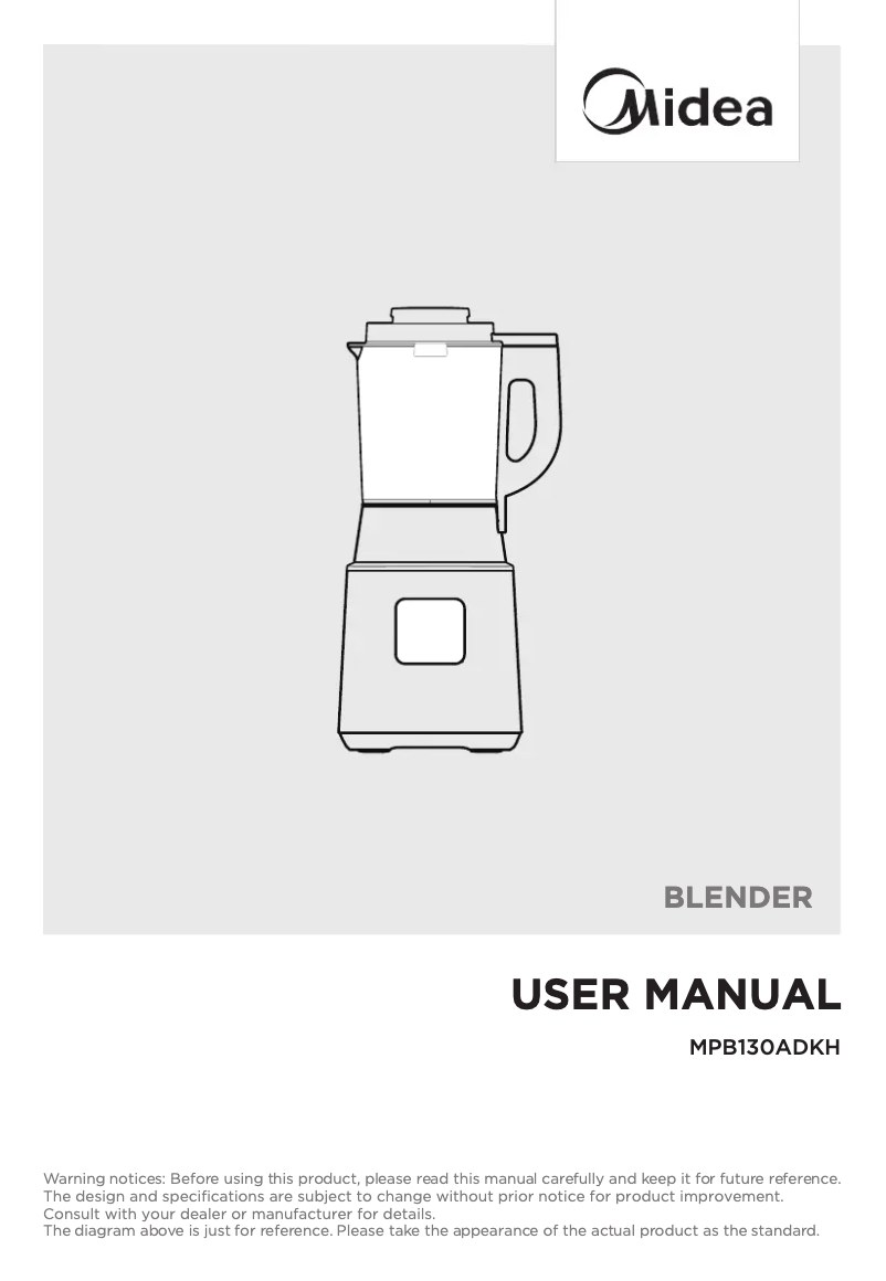 First page image of the manual for MPB130ADKH