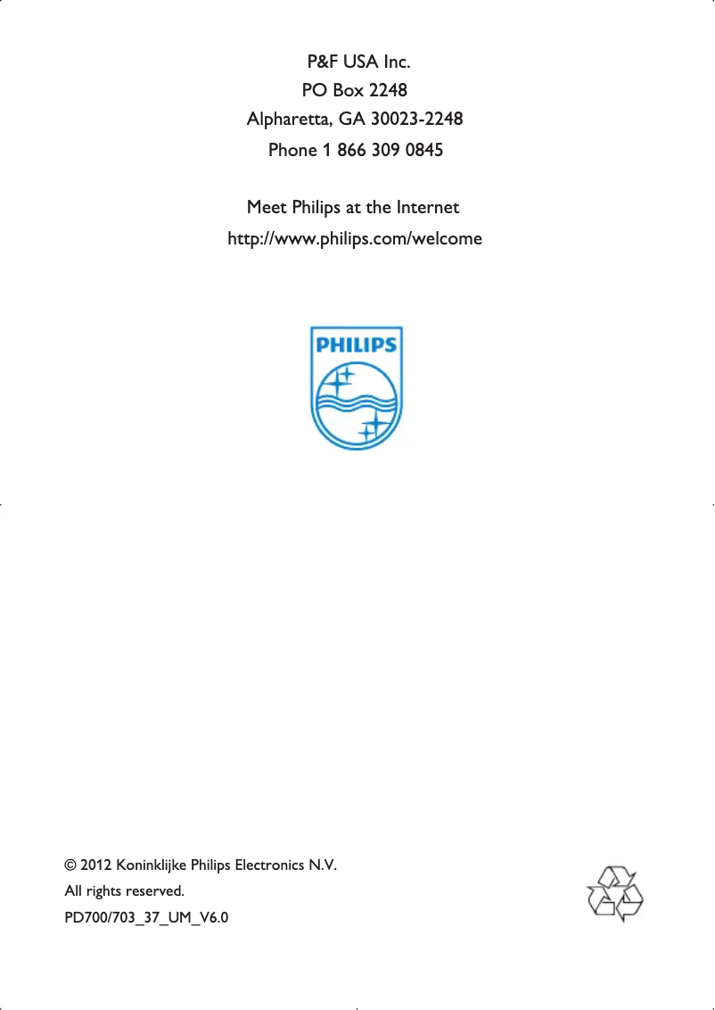 First page image of the manual for PD700