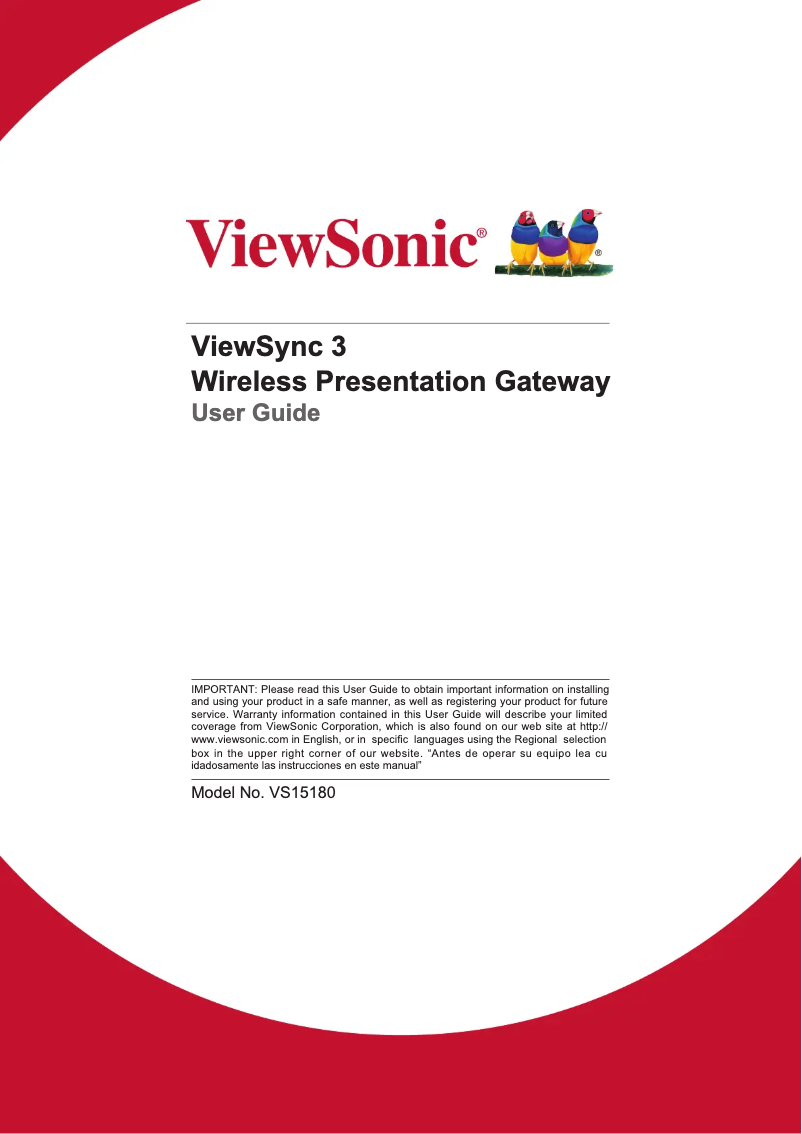 Page 1 of the manual User Manual Viewsonic ViewSync 3