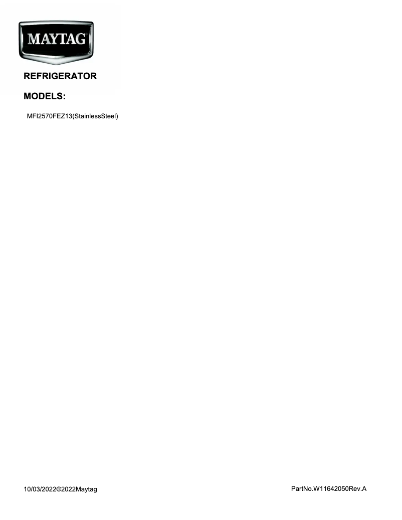 First page image of the manual for MFI2570FEZ