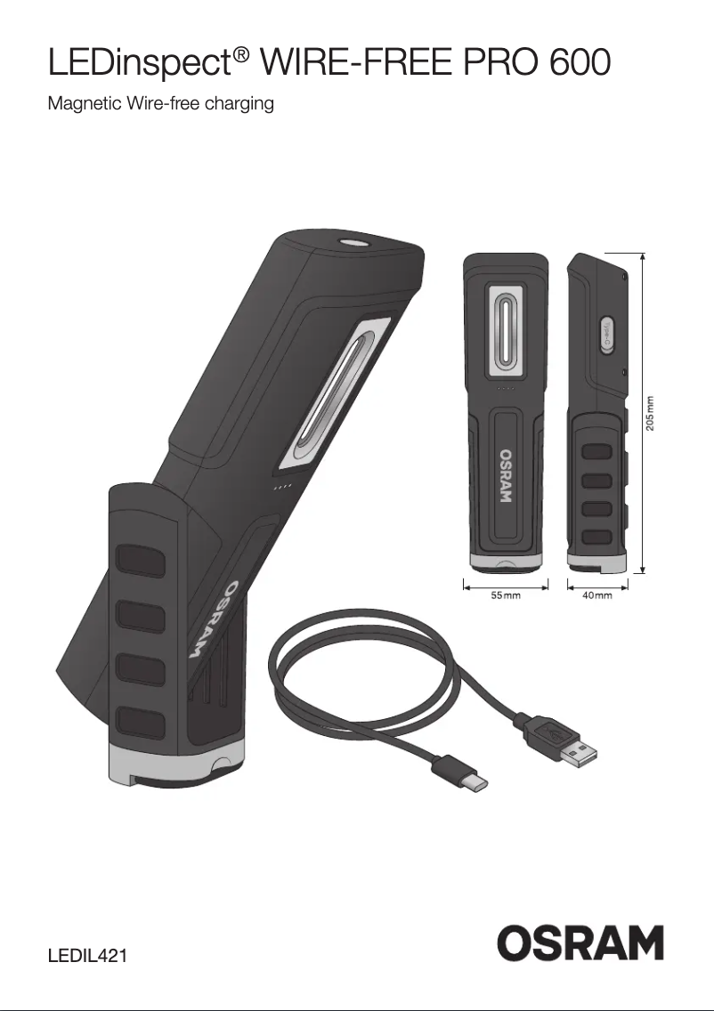 First page image of the manual for LEDinspect WIRE-FREE PRO 600