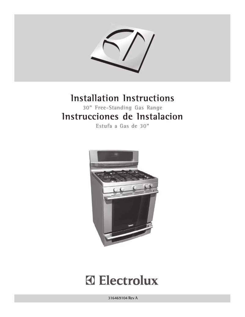 Page 1 of the manual Installation Guide Electrolux EI30GF55GS