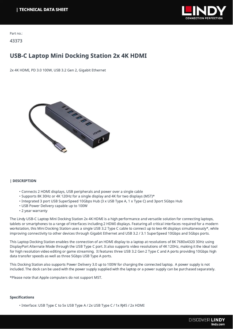 Page 1 of the manual User Manual Lindy 43373