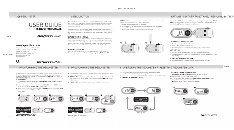 First page image of the manual for 340 DS