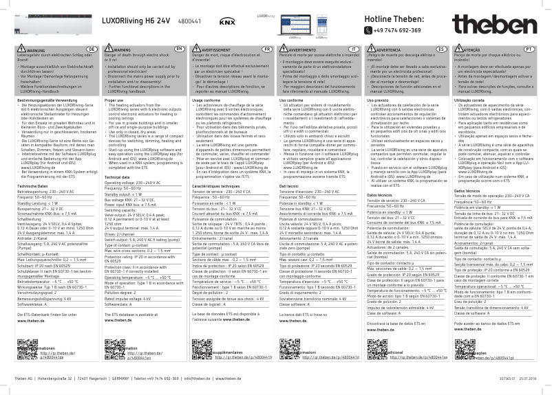First page image of the manual for LUXORliving H6 24V