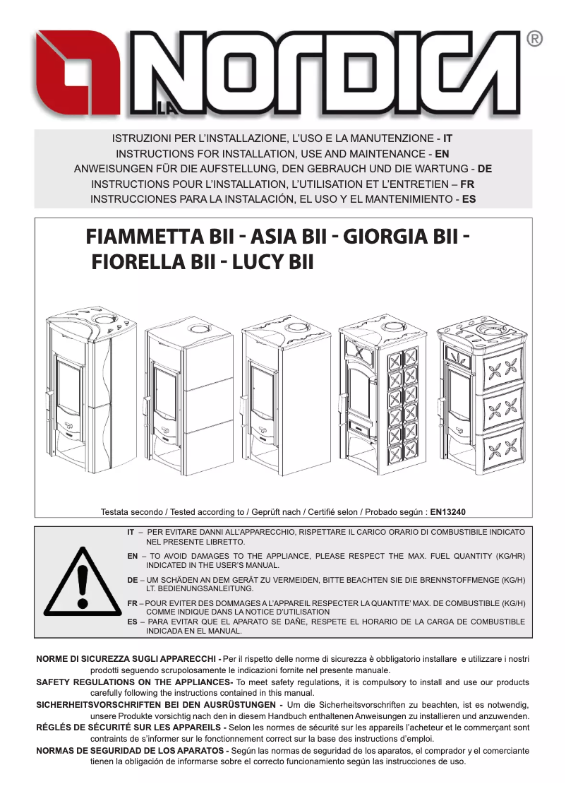 First page image of the manual for Fiorella BII
