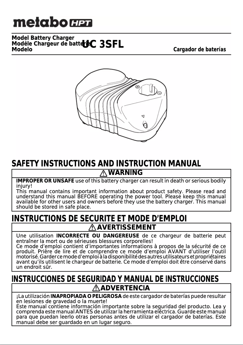 First page image of the manual for UC 3SFL