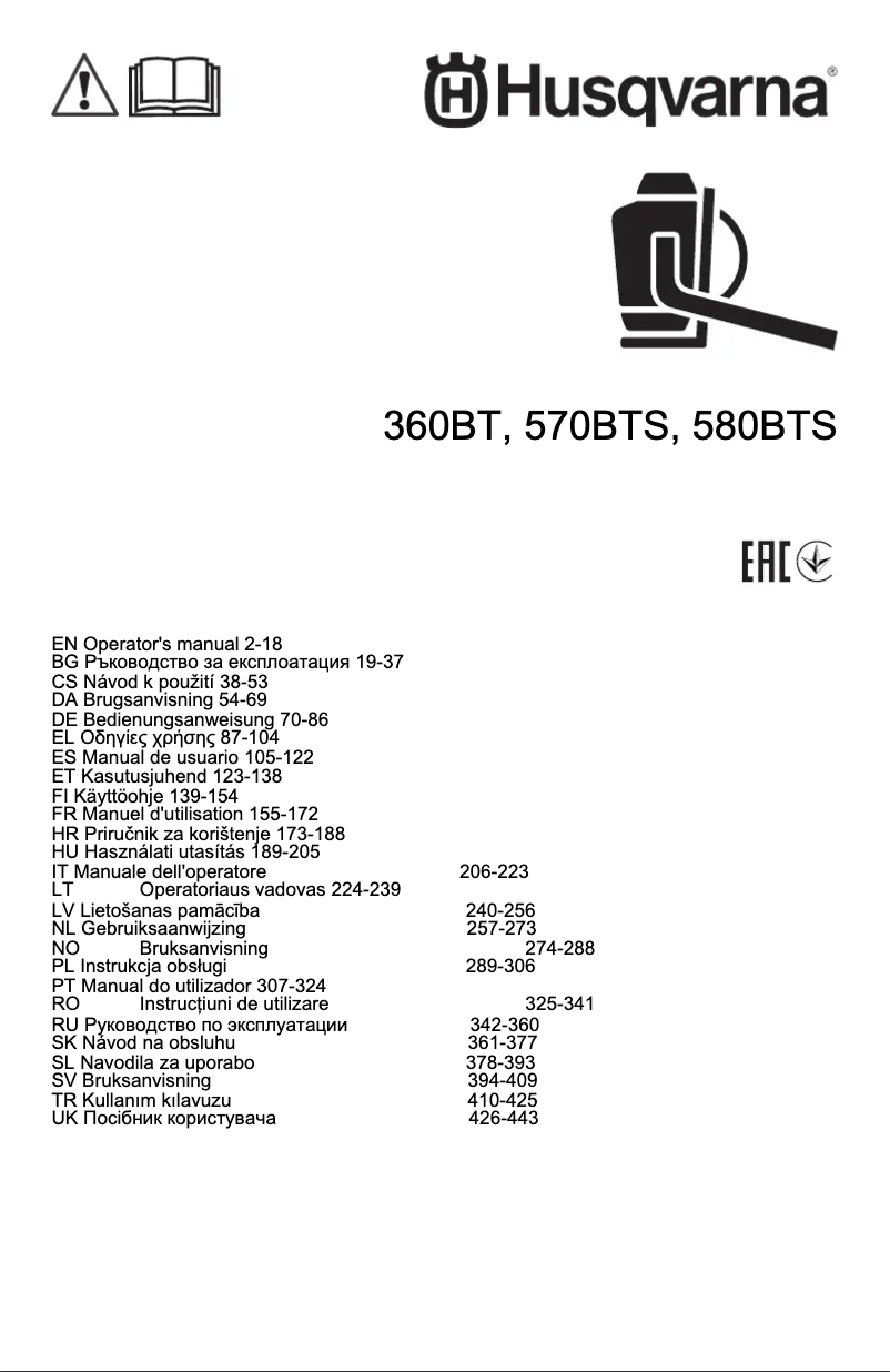 Page 1 of the manual User Manual Husqvarna 360BT