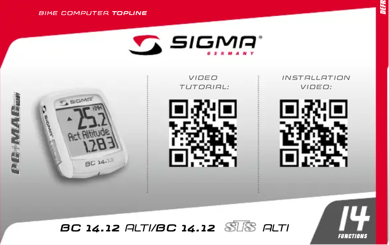 First page image of the manual for BC 14.12 STS ALTI