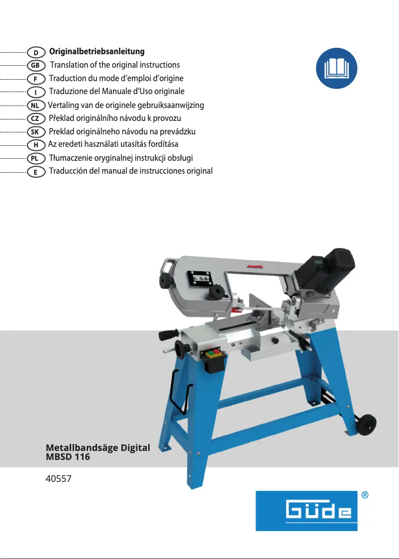 First page image of the manual for MBSD 116