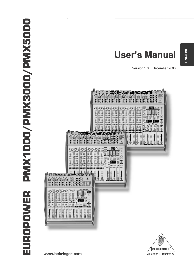 Page 1 of the manual User Manual Behringer Europower PMX5000